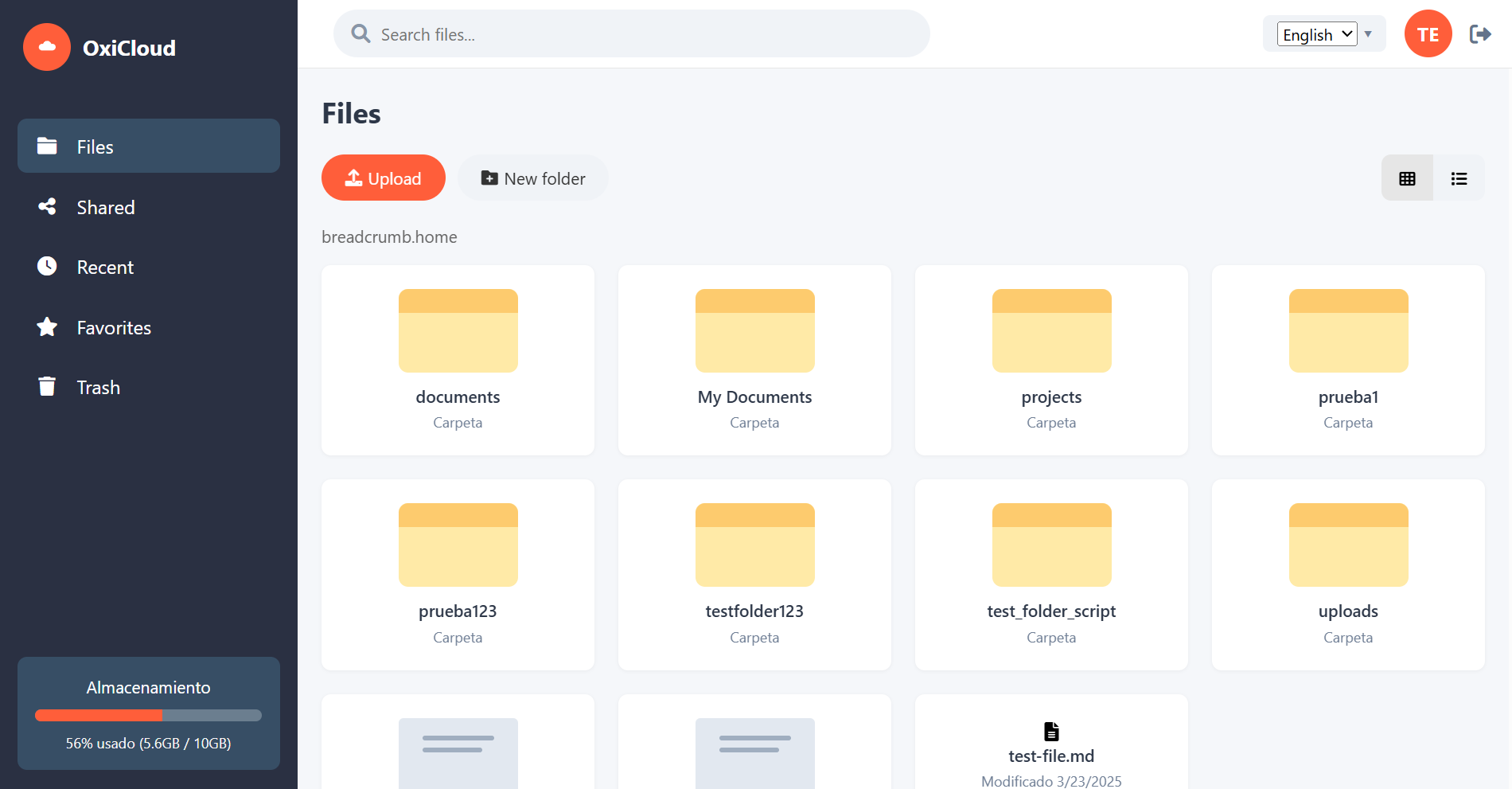 OxiCloud Dashboard